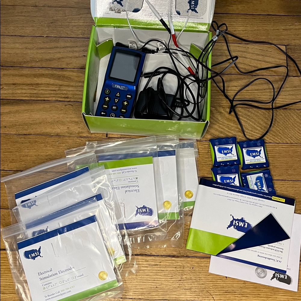 FLEX IT: EMSI TENS UNIT, used a few times works great. Extra pads and batteries